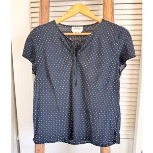 Talbots Pure Silk Polka Dot Tie Neck Blouse Elegant Top Classic Womens